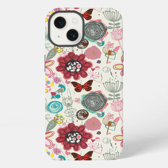 Floral pattern in retro style 5 iPhone case (Back)