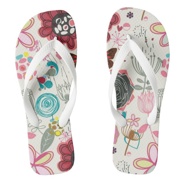 Floral pattern in retro style 5 jandals (Footbed)