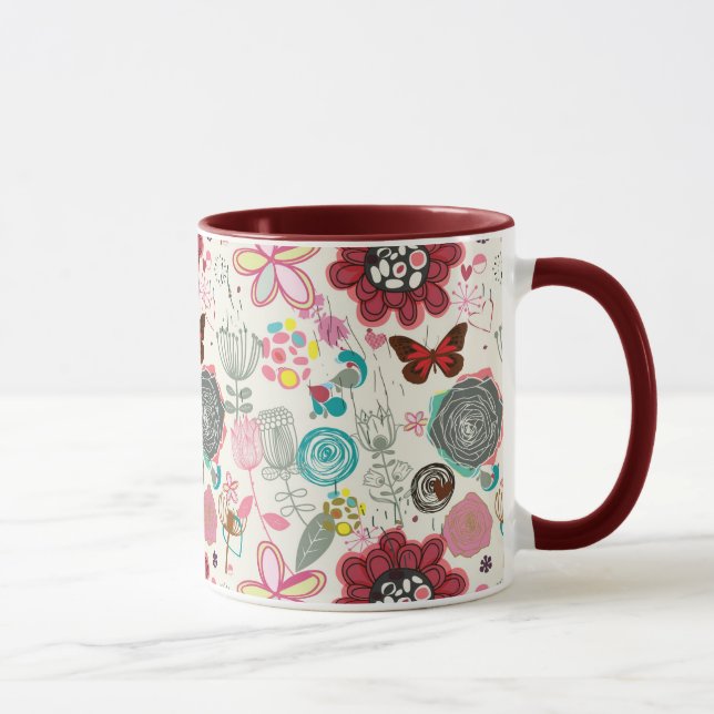 Floral pattern in retro style 5 mug (Right)