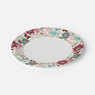 Floral pattern in retro style 5 paper plate