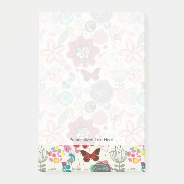 Floral pattern in retro style 5 post-it notes (Front)