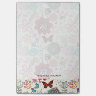 Floral pattern in retro style 5 post-it notes