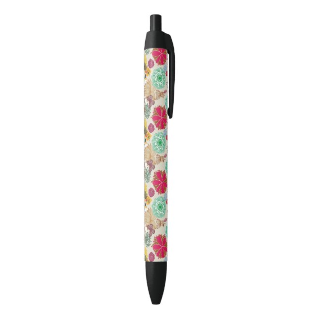 Floral pattern in retro style black ink pen (Bottom (Vertical))