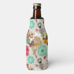 Floral pattern in retro style bottle cooler
