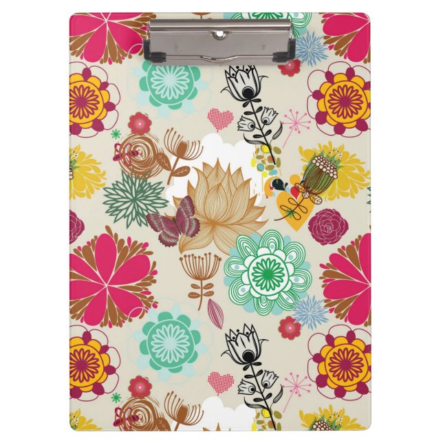 Floral pattern in retro style clipboard (Front)
