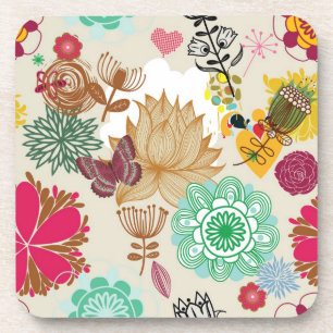 Floral pattern in retro style coaster