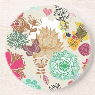 Floral pattern in retro style coaster