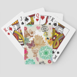 Floral pattern in retro style playing cards