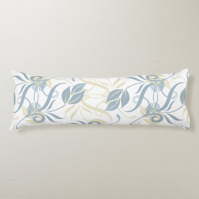 Floral Pattern in Slate Blue   Body Cushion (Front)