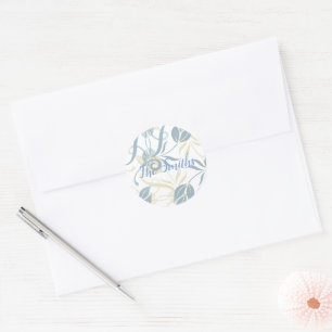 Floral Pattern in Slate Blue Classic Round Sticker