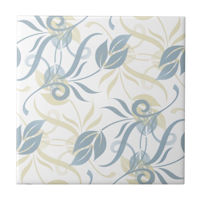 Floral Pattern in Slate Blue  Tile (Front)
