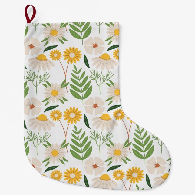 Floral Pattern Large Christmas Stocking (Front)
