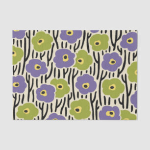 Floral Pattern Lavender and Olive Green Tissue Paper
