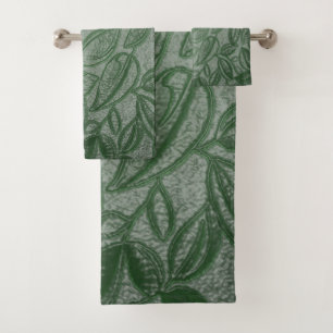 floral pattern, love nature, green bath towel set