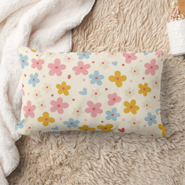 Floral Pattern Lumbar Cushion (Blanket)