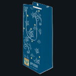 Floral Pattern, Menorah, Custom Name Passover Wine Gift Bag<br><div class="desc">Happy Passover. Floral Pattern,  Menorah and Star of David Design with gold foil embellishments Passover Wine Gift Bag with personalised names and text. Matching cards,  favours and gifts available in the Jewish Holidays Category of our store.</div>