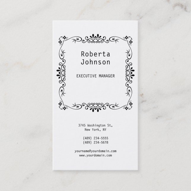Floral Pattern Minimalist Modern Professional Business Card (Front)