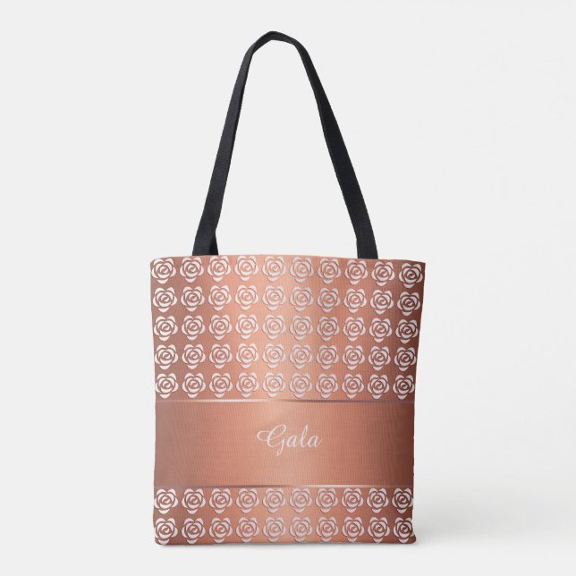 floral pattern. monogram tote bag (Back)