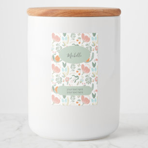 Floral pattern name and text personalised food label