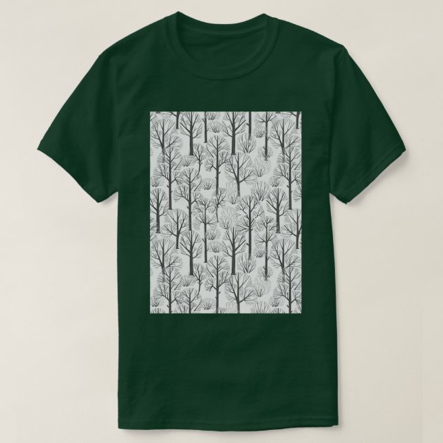 Floral pattern of leafless trees in winter forest T-Shirt (Design Front)