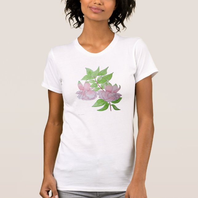 floral pattern of pretty pink flowers T-Shirt (Front)