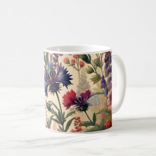 Floral Pattern of Wild Red and Purple Flowers Coffee Mug