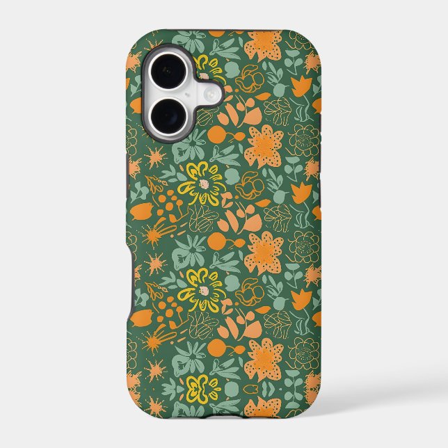 Floral pattern on a dark green background  (Back)