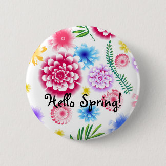 floral pattern on a white background. 6 cm round badge