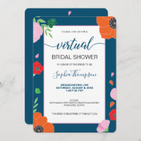 FLORAL Pattern on dark blue VIRTUAL BRIDAL SHOWER
