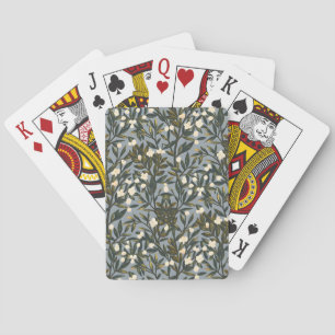 Floral pattern on  dusty blue-gray background playing cards