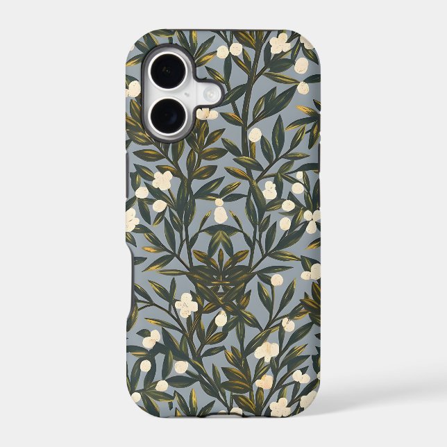 Floral pattern on  dusty blue-grey background (Back)