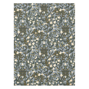 Floral pattern on dusty blue-grey background tablecloth