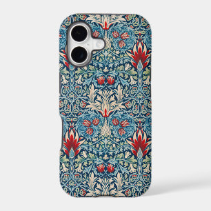 Floral pattern on green leaves blue background