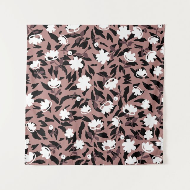 Floral pattern on leopard background. tapestry (Front)
