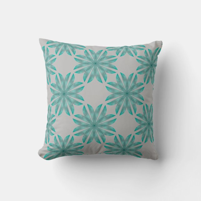 Floral pattern on light gray cushion (Front)