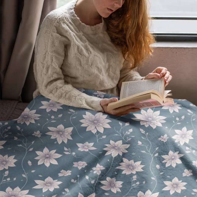 Floral Pattern on Teal Background Sherpa Blanket (Creator Uploaded)