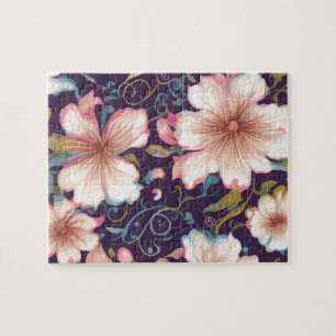 Floral Pattern Pastel Colours Vintage Flowers Jigsaw Puzzle