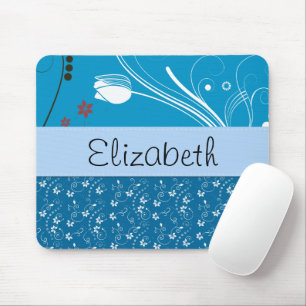Floral Pattern, Pattern Of Flowers, Your Name Mouse Pad