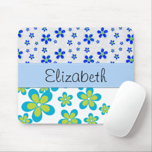Floral Pattern, Pattern Of Flowers, Your Name Mouse Pad