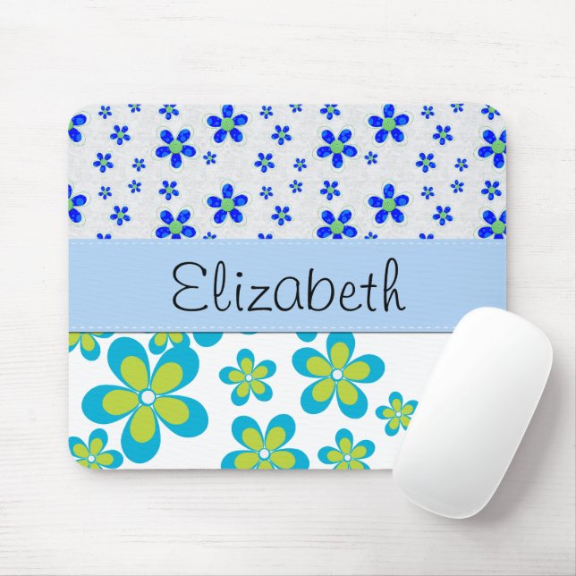 Floral Pattern, Pattern Of Flowers, Your Name Mouse Pad (With Mouse)