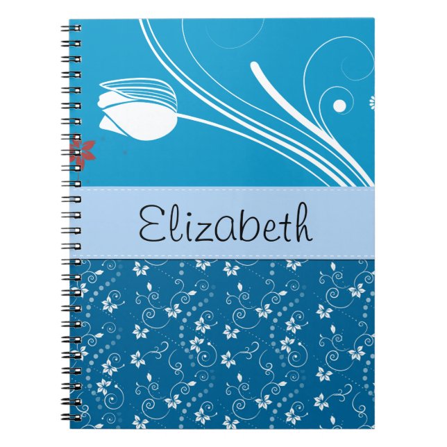 Floral Pattern, Pattern Of Flowers, Your Name Spiral Notebook (Front)