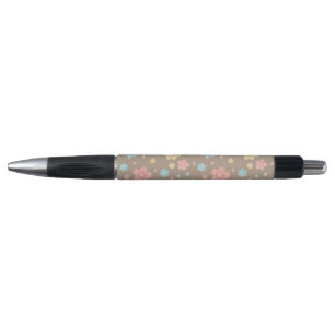 Floral Pattern Pen (Brown Base)
