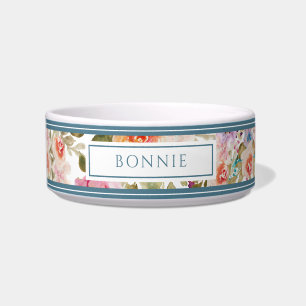 Floral Pattern Personalised Pet Bowl