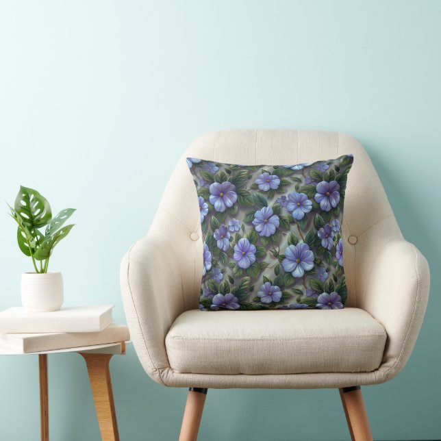 Floral Pattern PIllow with Purple Flowers Home (Chair)