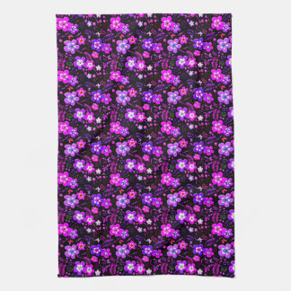 Floral pattern pink and purple tea towel