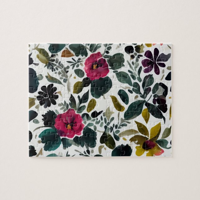 Floral Pattern Pink Flowers Jigsaw Puzzle (Horizontal)