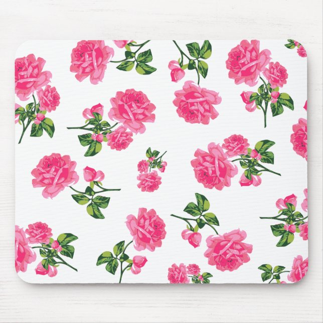 Floral pattern: Pink roses Mouse Pad (Front)