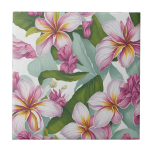 Floral Pattern Plumeria Flowers Tile
