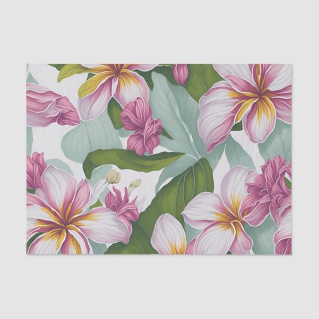 Floral Pattern Plumeria Flowers Tissue Paper (Front)