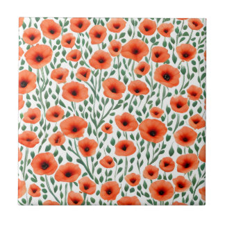 Floral Pattern Poppy Flowers Tile